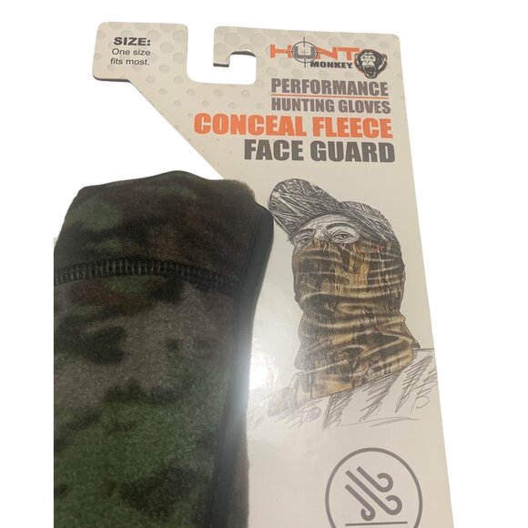 HUNT MONKEY Brown + Green Camo Conceal Fleece Face Guard NWT One Size - Picture 2 of 4